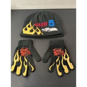 Vintage Speed Racer Mach 5 Beanie & Gloves Youth Size